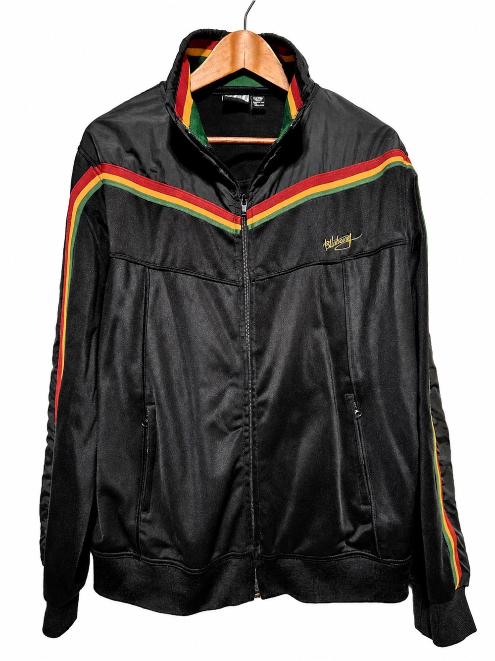 Billabong Rasta Track Jacket XL Black Jamaica Colours Reggae Y2K Skate Surf